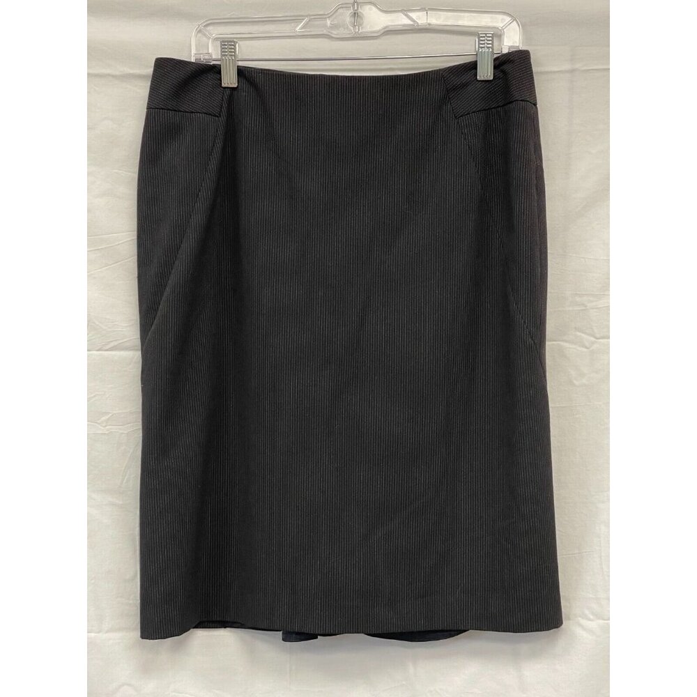 Rafaella Womens Pinstriped‎ Straight Pencil Skirt Size 10 Back Zip Pleated Hem